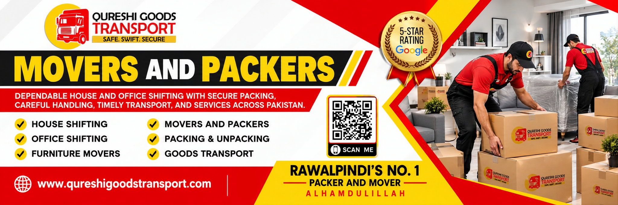 Qureshi Goods Transport packers and movers team with a branded truck